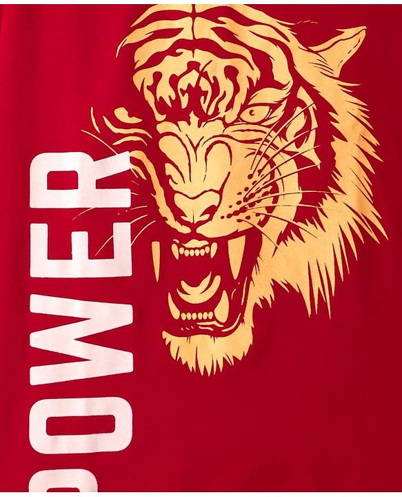 Pine Kids Cotton Knit Half Sleeves T-Shirts With Power Text Print Pack Of 3  - Red Yellow & White