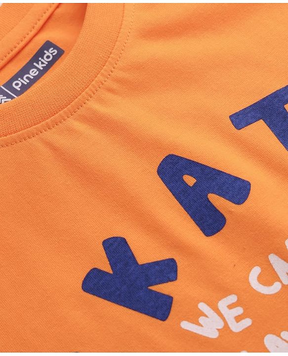 Pine Kids Cotton Knit Half Sleeves Printed T-Shirts Pack of 3 - Green Orange & Navy Blue