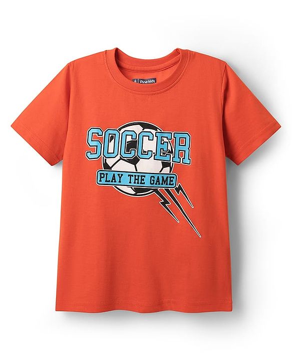 Pine Kids Cotton Knit Half Sleeves T-Shirts with Text Print Pack of 3 - Yellow Purple & Orange