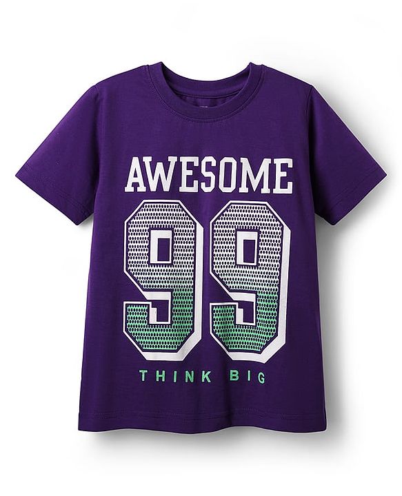 Pine Kids Cotton Knit Half Sleeves T-Shirts with Text Print Pack of 3 - Yellow Purple & Orange