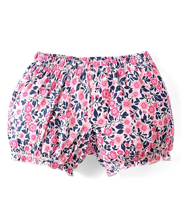 Pine Kids Cotton Lycra Knit Bloomers with Floral & Text Print Pack of 3 (Color May Vary)