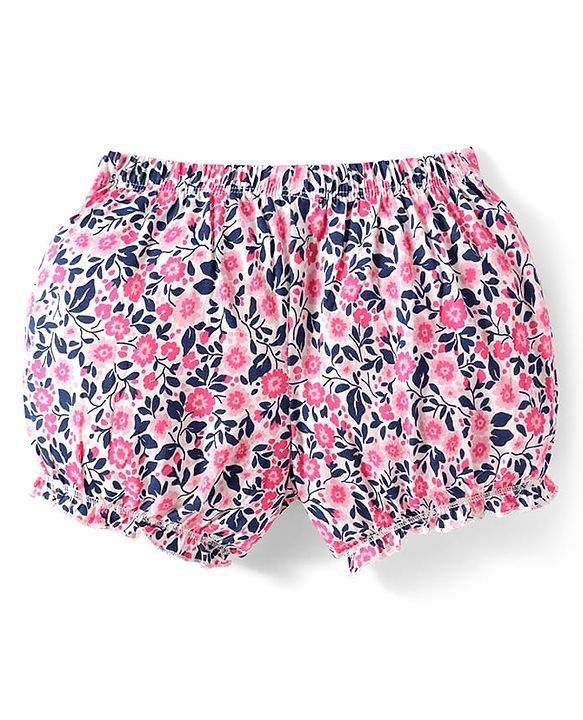 Pine Kids Cotton Lycra Knit Bloomers with Floral & Text Print Pack of 3 (Color May Vary)