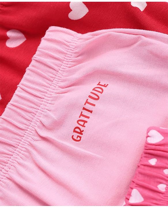 Pine Kids Cotton Lycra Knit Bloomers with Heart Print Pack of 3 - Dark Pink & Red