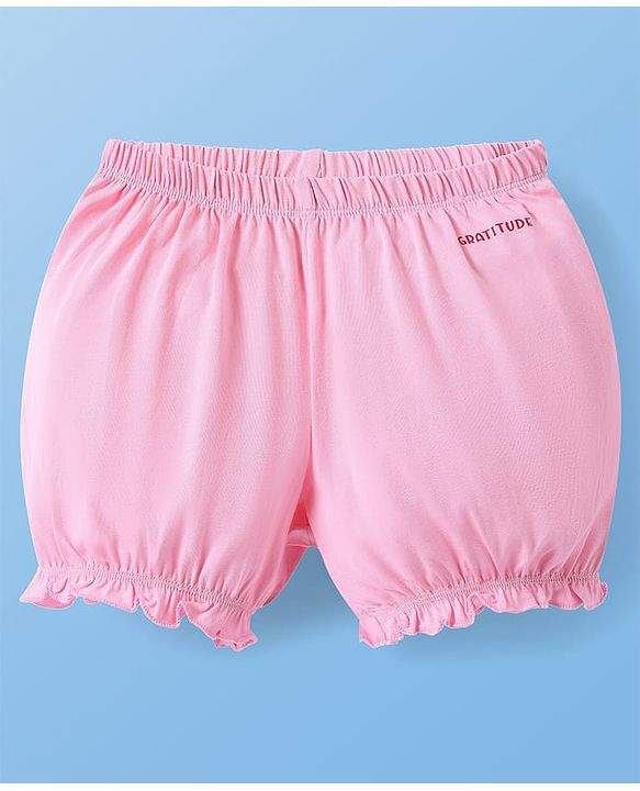 Pine Kids Cotton Lycra Knit Bloomers with Heart Print Pack of 3 - Dark Pink & Red