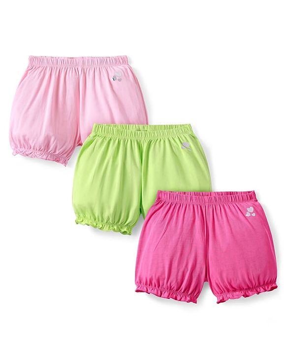 Pine Kids Cotton Knit Bloomers with Placement Print -Pack Of 3 (Color May Vary)