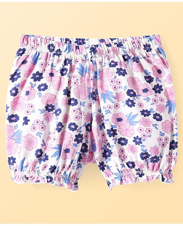 Pine Kids Cotton Knit Bloomers with Floral Print Pack of 3 (Colour May Vary)