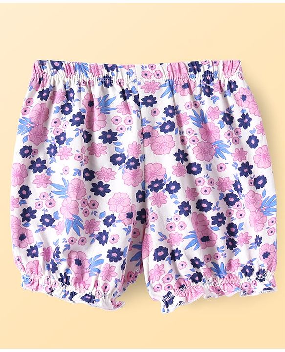 Pine Kids Cotton Knit Bloomers with Floral Print Pack of 3 (Colour May Vary)