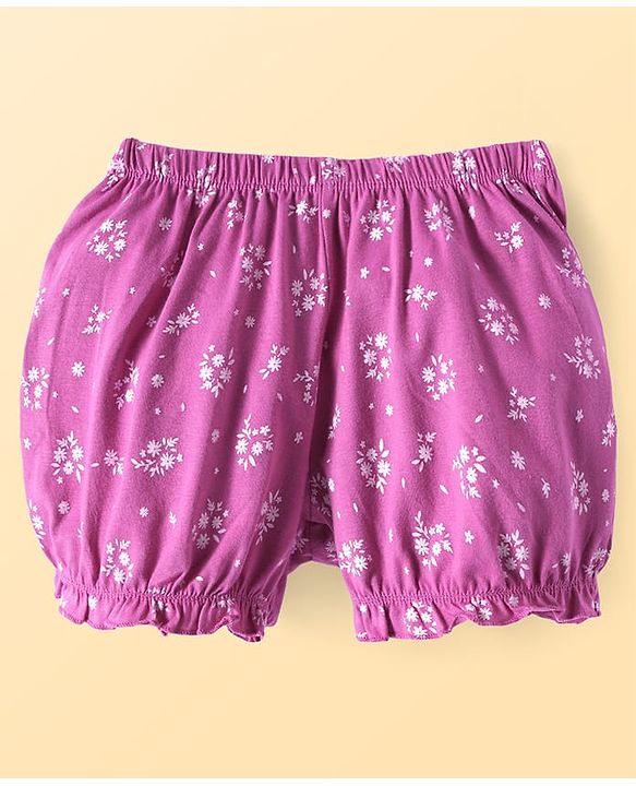Pine Kids Cotton Knit Bloomers with Floral Print Pack of 3 (Colour May Vary)