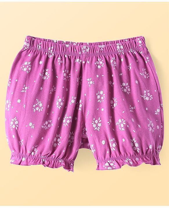 Pine Kids Cotton Knit Bloomers with Floral Print Pack of 3 (Colour May Vary)