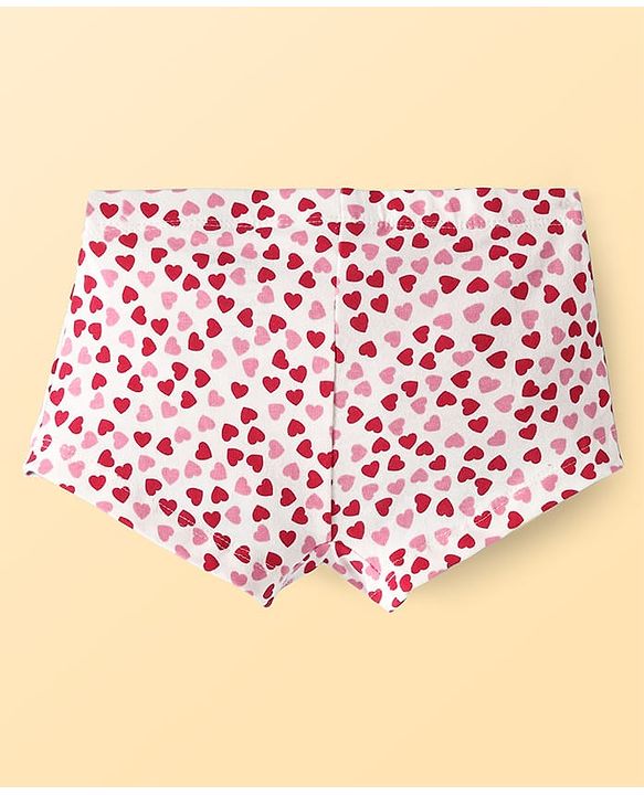 Pine Kids Cotton Lycra Knit Panties with Heart Print & Bow Applique Pack of 3 (Colour May Vary )