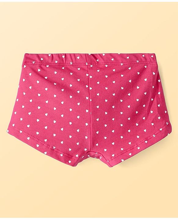 Pine Kids Cotton Lycra Knit Panties with Heart Print & Bow Applique Pack of 3 (Colour May Vary )