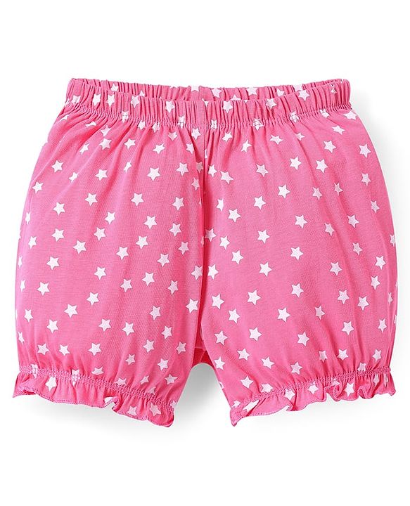 Pine Kids Cotton Lycra Bloomers with Stars & Floral Print - Pack Of 3 (Color May Vary)