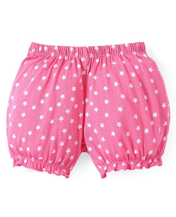 Pine Kids Cotton Lycra Bloomers with Stars & Floral Print - Pack Of 3 (Color May Vary)
