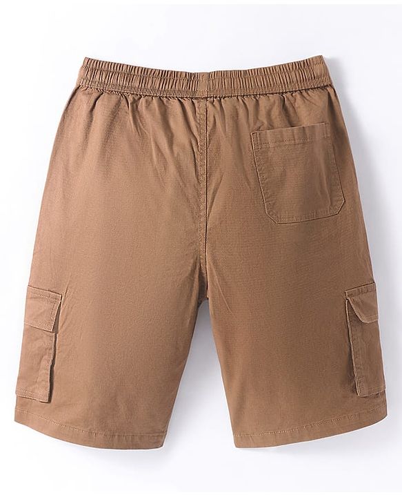 Pine Kids Cotton Woven Knee Length Solid Color Shorts - Tan