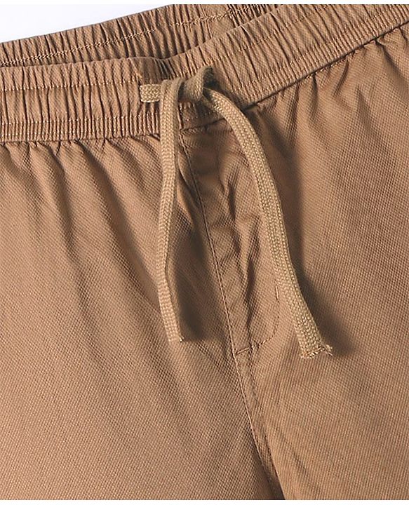 Pine Kids Cotton Woven Knee Length Solid Color Shorts - Tan