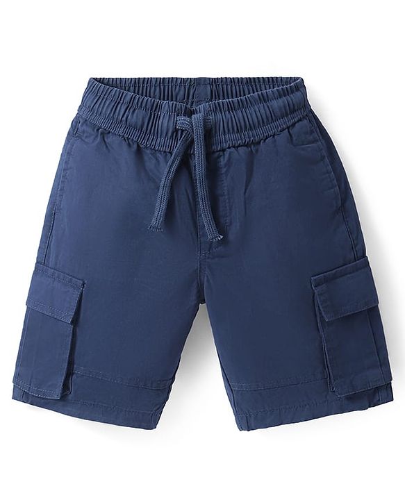 Pine Kids Cotton Woven Knee Length Solid Color Shorts - Navy Blue
