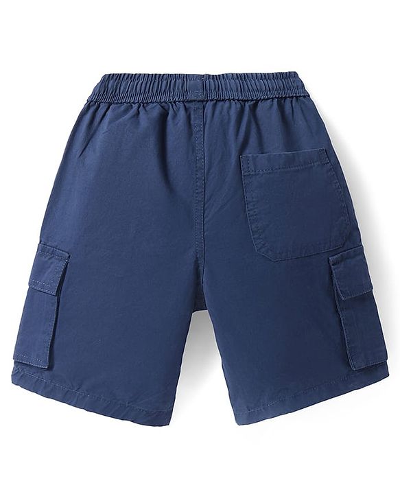 Pine Kids Cotton Woven Knee Length Solid Color Shorts - Navy Blue