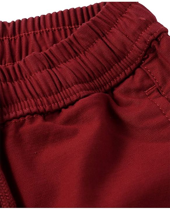 Pine Kids Cotton Woven Knee Length Solid Color Cargo Shorts - Dark Red