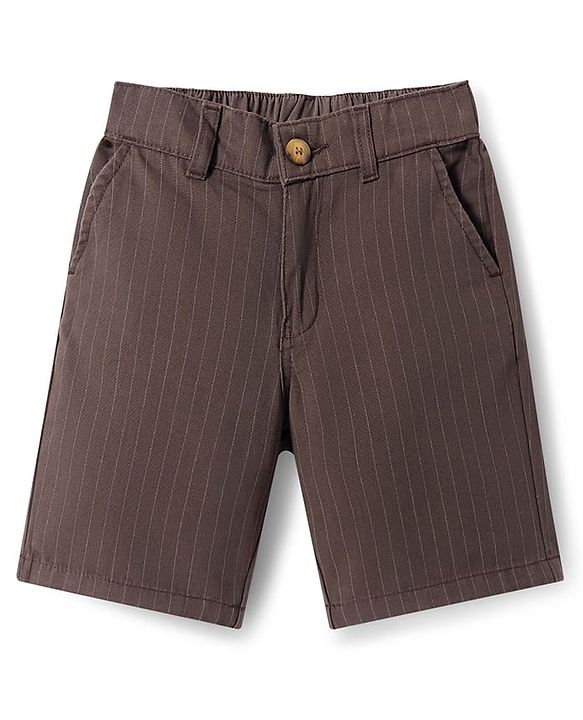 Pine Kids Woven Knee Length Striped Shorts - Brown