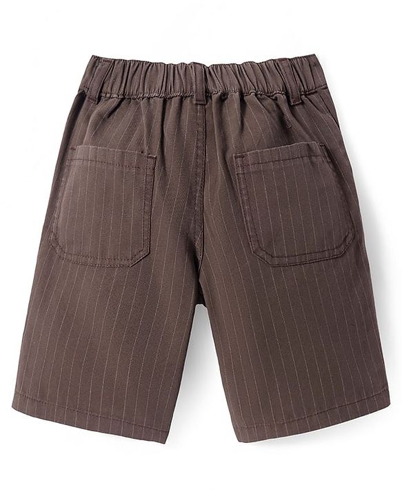 Pine Kids Woven Knee Length Striped Shorts - Brown
