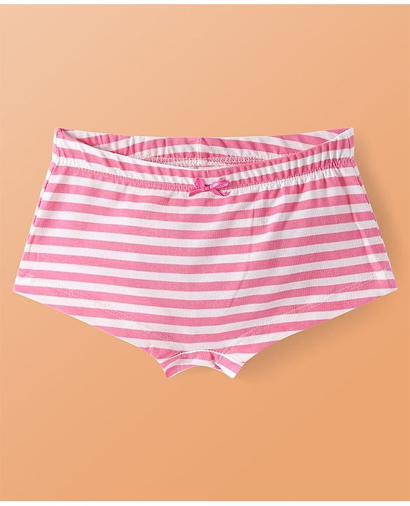 Pine Kids Cotton Lycra Knit Panties with Text Print & Bow Applique Pack of 3 (Colour May Vary )