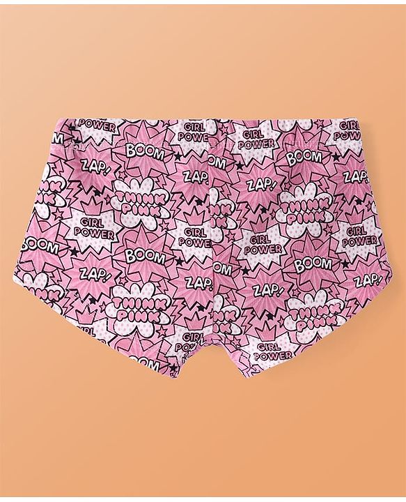 Pine Kids Cotton Lycra Knit Panties with Text Print & Bow Applique Pack of 3 (Colour May Vary )