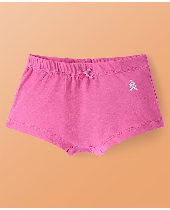 Pine Kids Cotton Lycra Knit Panties with Text Print & Bow Applique Pack of 3 (Colour May Vary )