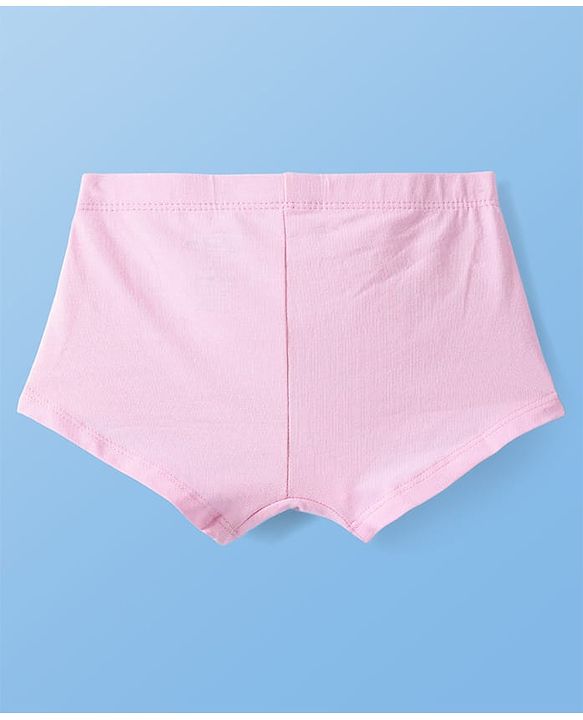 Pine Kids Cotton Lycra Knit Panties with Bow Applique & Brand Logo Print Pack of 3 - White & Pink