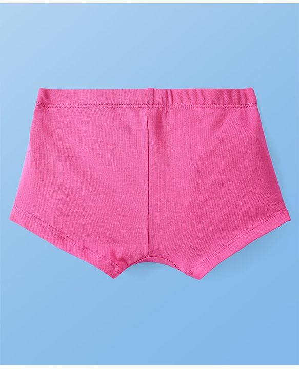 Pine Kids Cotton Lycra Knit Panties with Bow Applique & Brand Logo Print Pack of 3 - White & Pink