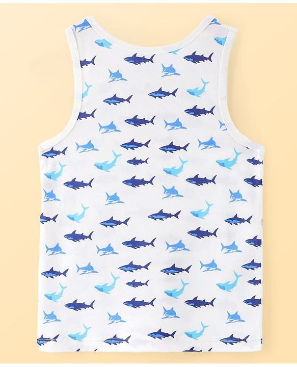 Pine Kids Cotton Knit Sleeveless Fish Printed Vests Pack of 3 (Colour & Print May Vary)