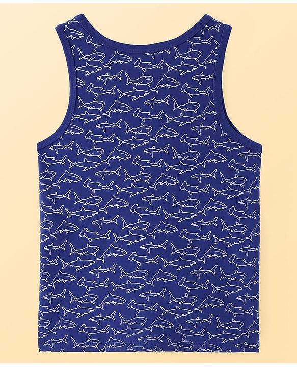 Pine Kids Cotton Knit Sleeveless Fish Printed Vests Pack of 3 (Colour & Print May Vary)