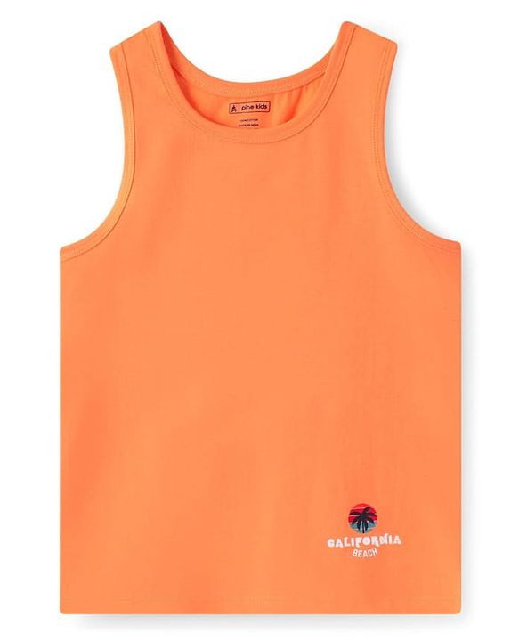 Pine Kids Cotton Knit Sleeveless Vests  with Beach Theme Print Pack of 3 (Colour May Vary)
