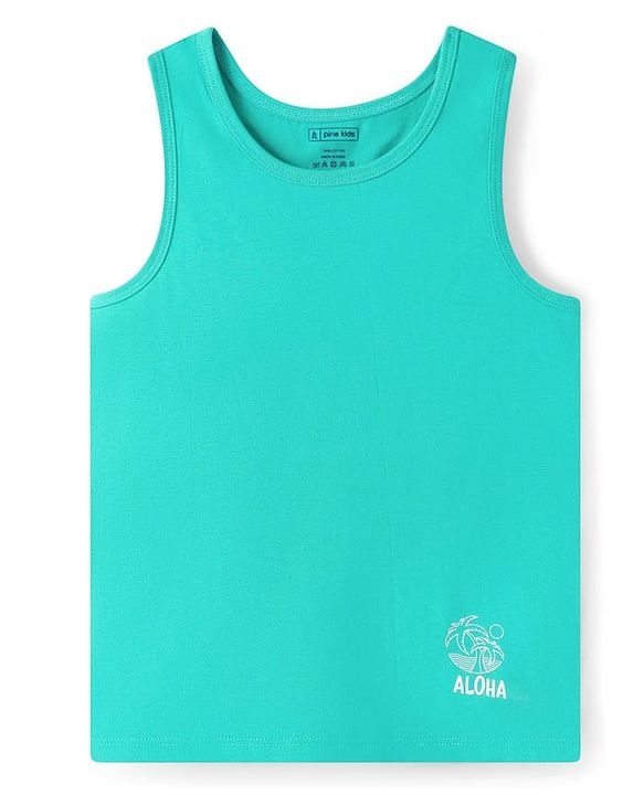 Pine Kids Cotton Knit Sleeveless Vests  with Beach Theme Print Pack of 3 (Colour May Vary)