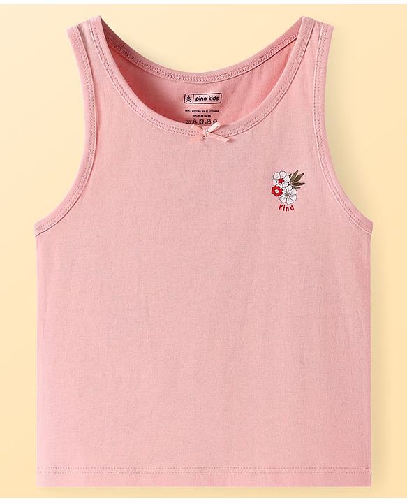 Pine Kids Cotton Knit Sleeveless Floral Print Vests Pack of 3 (Colour & Print May Vary)