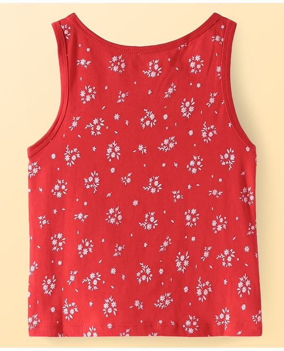 Pine Kids Cotton Knit Sleeveless Floral Print Vests Pack of 3 (Colour & Print May Vary)