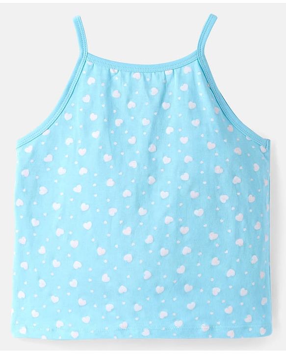 Pine Kids Cotton Knit Singlet Sleeves Slips with Hearts Print Pack of 3 (Colour May Vary)