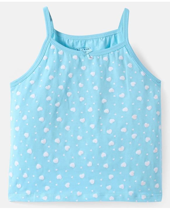 Pine Kids Cotton Knit Singlet Sleeves Slips with Hearts Print Pack of 3 (Colour May Vary)