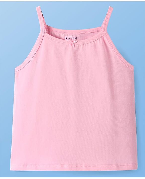 Pine Kids Cotton Lycra Knit Singlet Sleeves Solid Color Slips Pack of 3 - (Color May Vary)