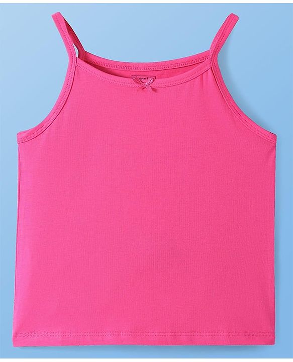 Pine Kids Cotton Lycra Knit Singlet Sleeves Solid Color Slips Pack of 3 - (Color May Vary)