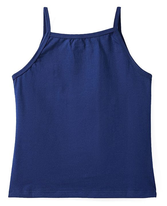 Pine Kids Cotton Lycra Knit Sleeveless Slips With Floral & Star Print Pack of 3 - Orange Pink & Navy Blue