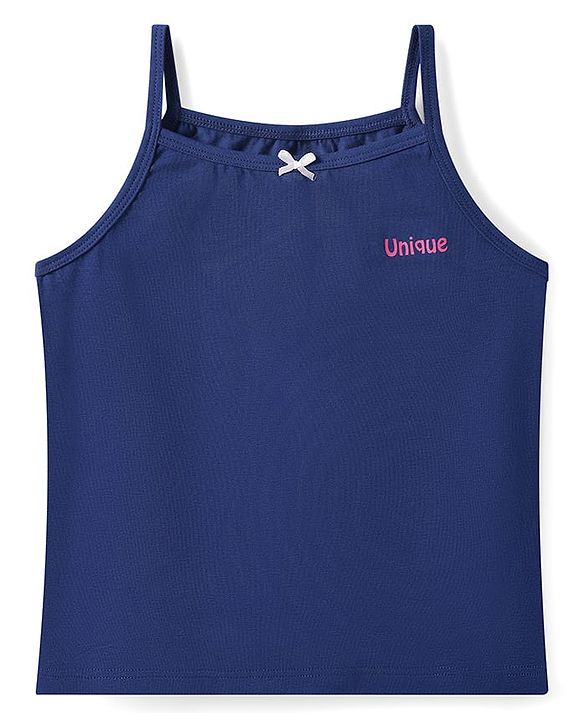 Pine Kids Cotton Lycra Knit Sleeveless Slips With Floral & Star Print Pack of 3 - Orange Pink & Navy Blue