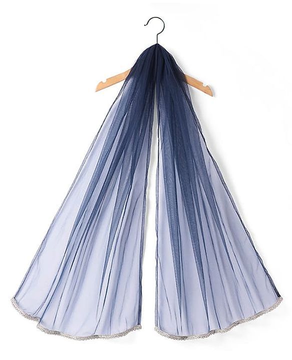 Pine Kids Woven Half Sleeves Choli Lahenga & Dupatta Set with Floral  Embroidery & Foil Print- Navy