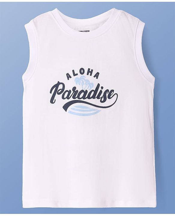 Pine Kids Viscose Woven Half Sleeves Tie & Dye Print Shirt with Sleeveless Inner T-Shirt - Yellow & White