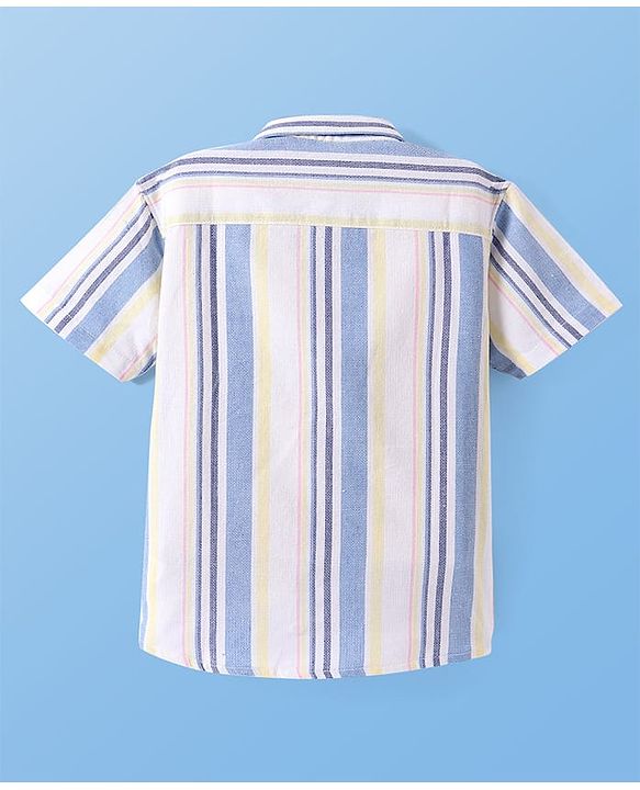Pine Kids Viscose Woven Half Sleeves  Shirt with Stripes - White