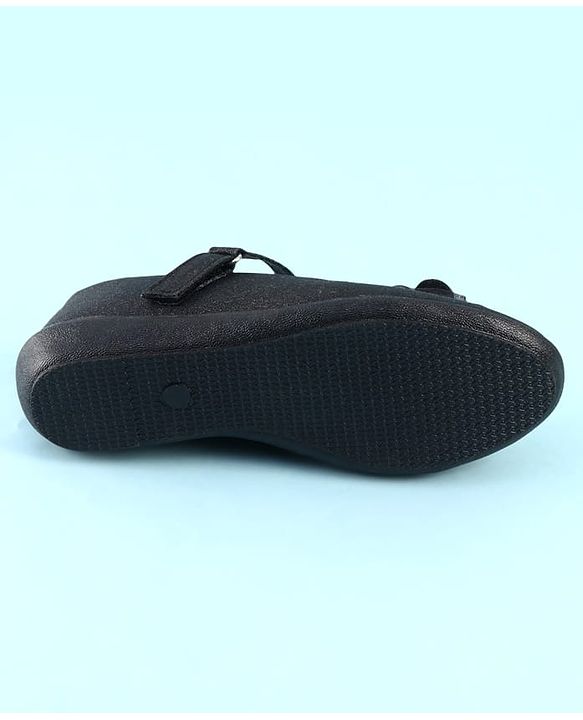 Pine Kids Ballerina with Velcro Closure & Butterfly Applique - Black