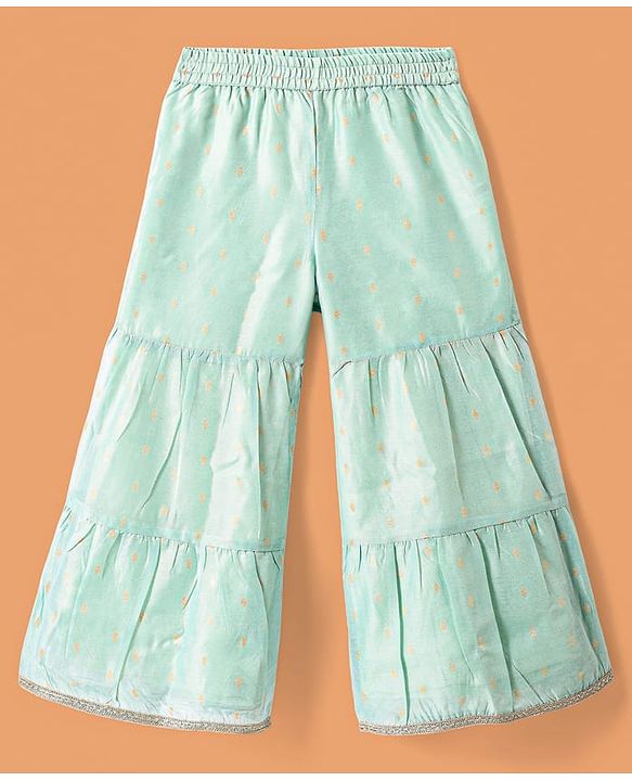 Pine Kids Woven Half Sleeveless Embroidered Kurti & Gharara Set with Dupatta - Aqua Blue