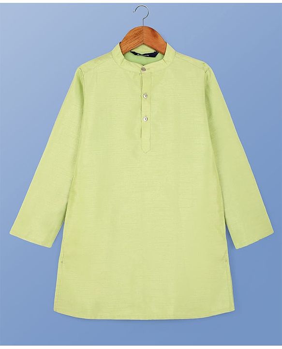 Pine Kids Woven Full Sleeves Kurta Pyjama Set with Sequin Detailing Jacket - Lime Green