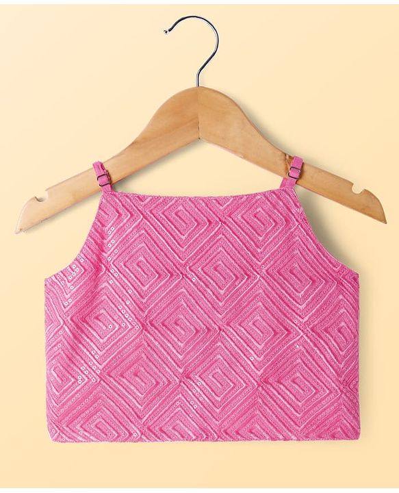 Pine Kids Viscose Woven Embroidered Top and Palazzo with Full Sleeves Tie Dye Shrug - Pink