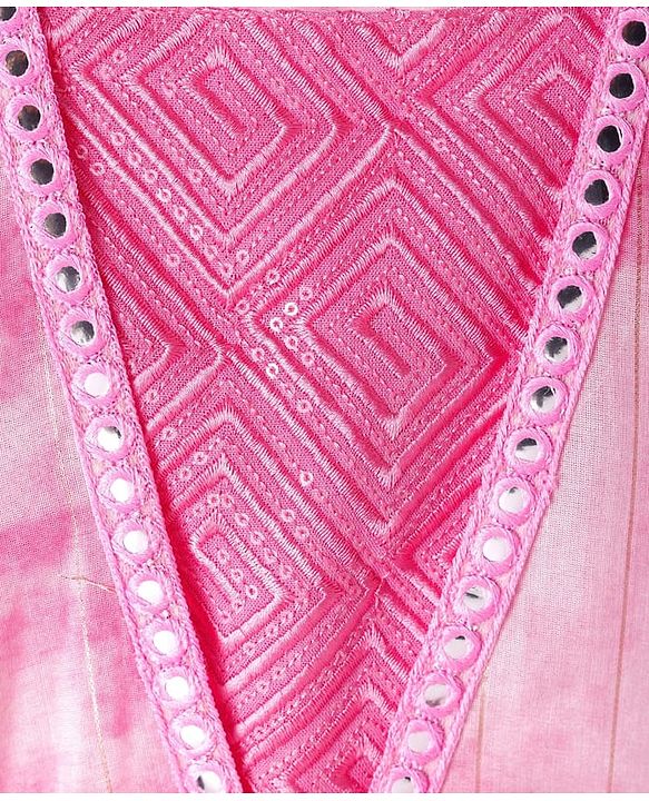 Pine Kids Viscose Woven Embroidered Top and Palazzo with Full Sleeves Tie Dye Shrug - Pink