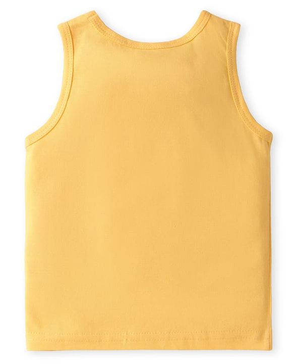 Babyhug 100% Cotton Sleeveless Sandos Striped & Frog Print Pack of 3 - Light Blue Yellow